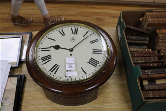 A Victorian mahogany circular dial eight day wall timepiece with later RAF insignia diameter 46cm